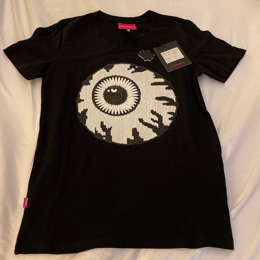 Mishka Ladies Sequin Eyeball Tshirt NWT Size Small